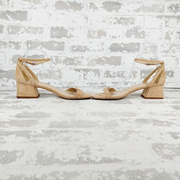 NEW Sam Edelman Tan Ankle Strap Buckle Low Block Heel Sandals W17 - Picture 7 of 14